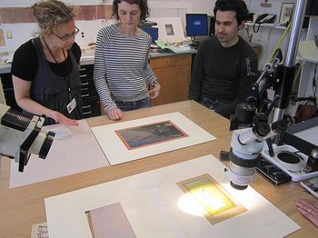 Split Second paintings in the Conservation Lab