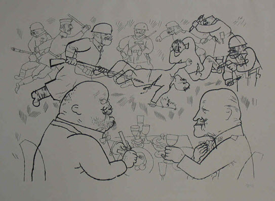 George Grosz (American, born Germany, 1893-1959). The Communists Fall and Foreign Exchange Rises, 1919. Photo-transfer lithograph, Sheet: 18 9/16 x 24 7/8 in. (47.1 x 63.2 cm). Brooklyn Museum, Brooklyn Museum Collection, X1041