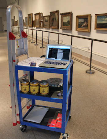 My hacked out beacon install cart complete with cookie tins.