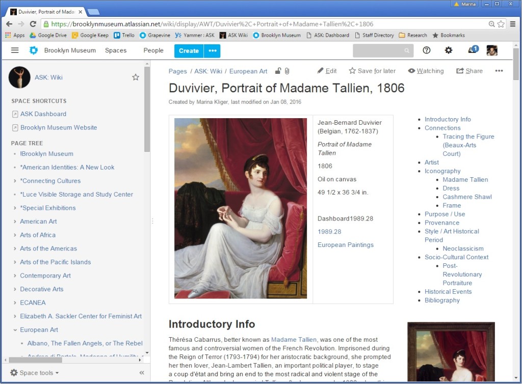 An example of an object page in the ASK Wiki. Information is organized according to discrete categories including Artist, Iconography, Purpose, Provenance, Style/Period, Socio-Cultural Context, and Historic Events.