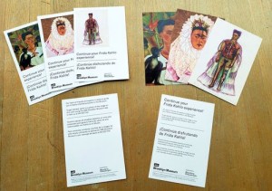 The original cards for the ASK activity (right) had beautiful large images on the front that people wanted as souvenirs. We redesigned them (left) to be a little less appealing, with smaller images and more text.